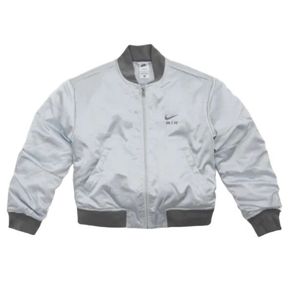 Nike Air Bomber Jacket Metallic Ruched Logo Boxy Fit Size XL Streetwear - Picture 1 of 7